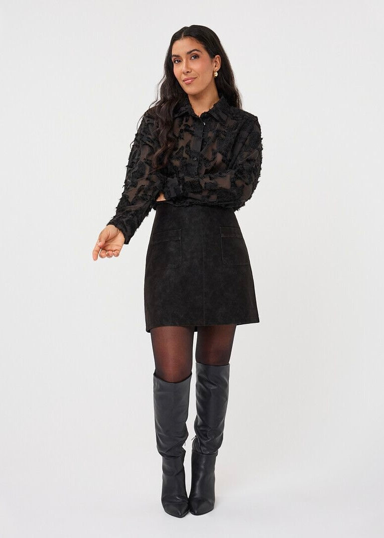 ESQUALO BLOUSE OVERSIZED BASIC PLUMETIS - BLACK