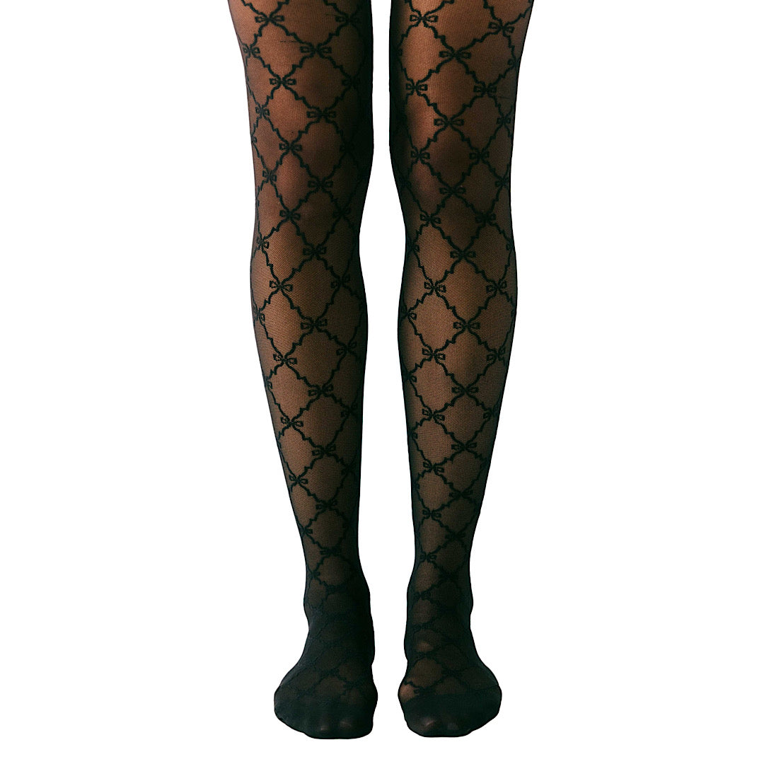 FREE PEOPLE RIBBON CHAIN TIGHTS - BLACK