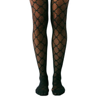 FREE PEOPLE RIBBON CHAIN TIGHTS - BLACK