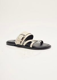 FREE PEOPLE BELTED CROSS-STRAP SANDALS | BONE LEATHER