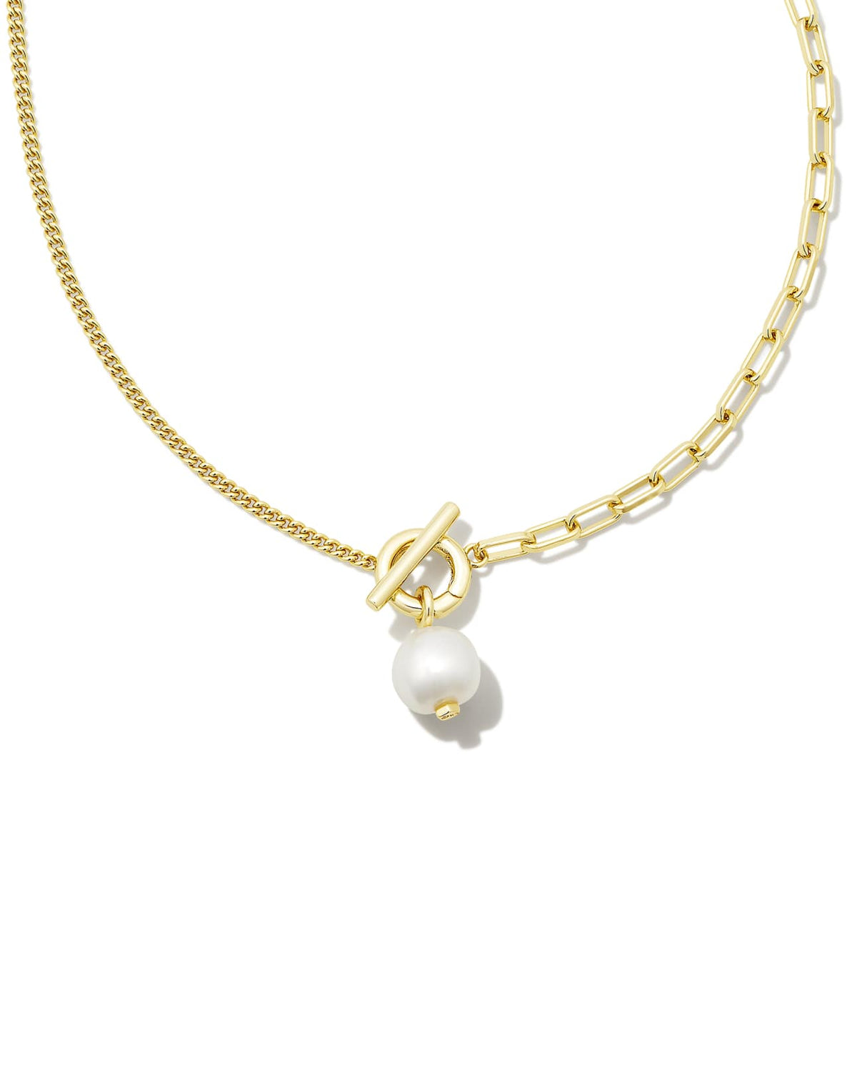KENDRA SCOTT LEIGHTON PEARL CHAIN NECKLACE GOLD WHITE PEARL