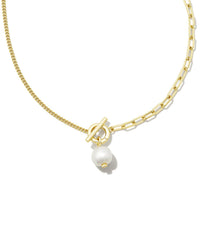 KENDRA SCOTT LEIGHTON PEARL CHAIN NECKLACE GOLD WHITE PEARL