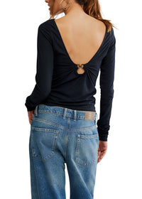 FREE PEOPLE RILEY TEE - BLACK
