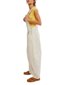 FREE PEOPLE GOOD LUCK BARREL OVERALLS - MILK