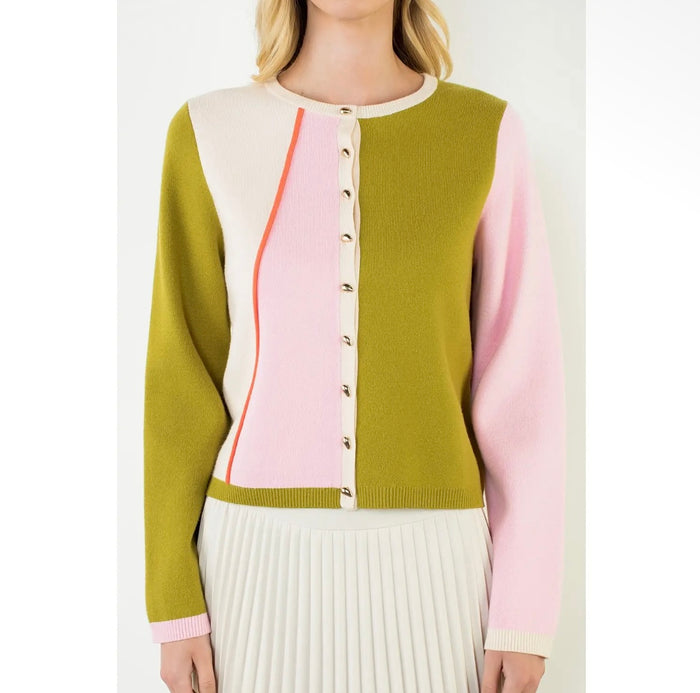 THINKING OF YOU COLOR BLOCK CARDIGAN