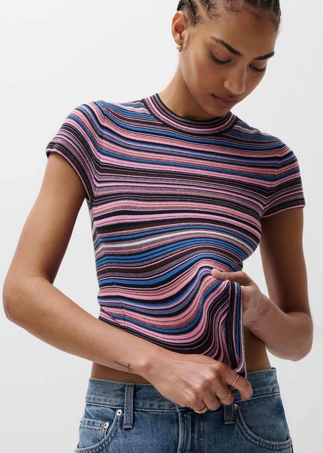 PISTOLA SELENE SWEATER TEE - EGYPTIAN BLUE STRIPE