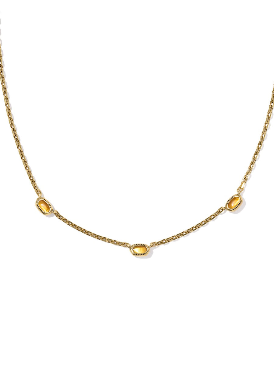 KENDRA SCOTT MINI ELISA THREE STONE STRAND NECKLACE