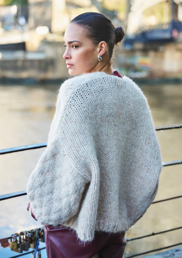 ESQUALO CARDIGAN BALLOON SLVE - BISCUIT