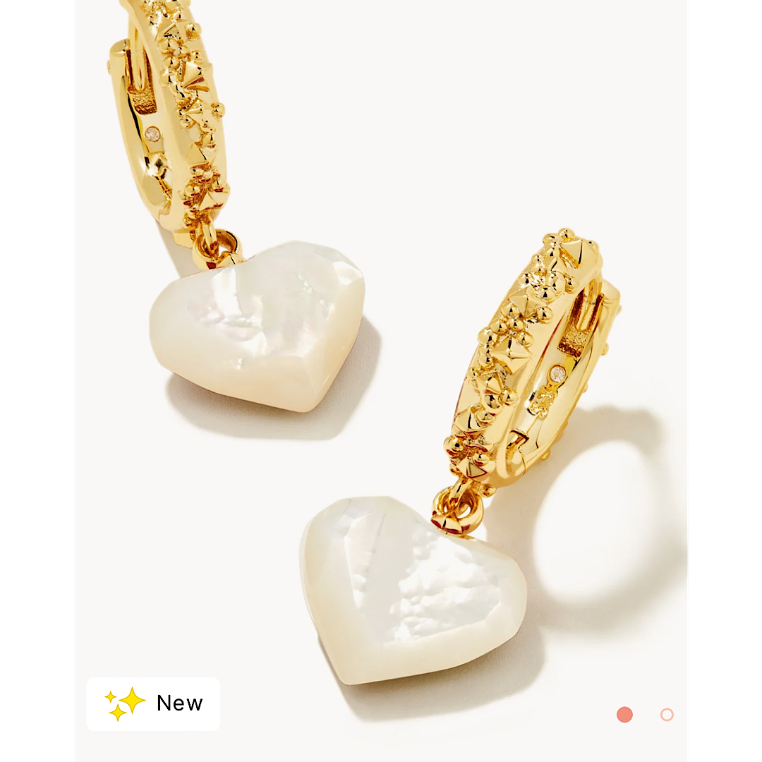 KENDRA SCOTT PENNY HEART HUGGIES - GOLD IVORY MOTHER OF PEARL