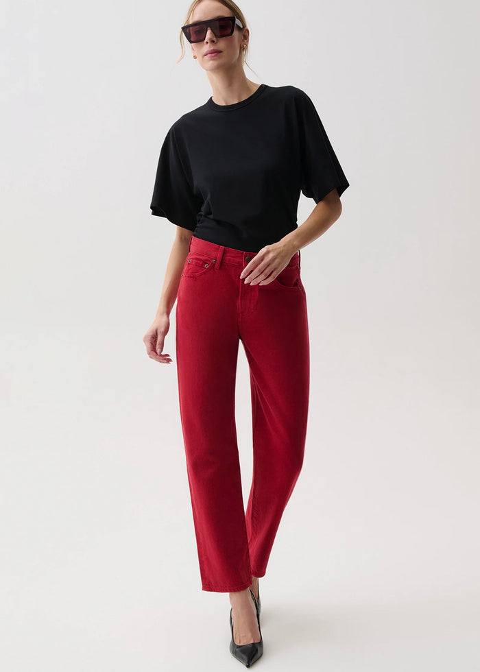 PISTOLA LEXI MID RISE BOWED STRAIGHT - SAVVY RED