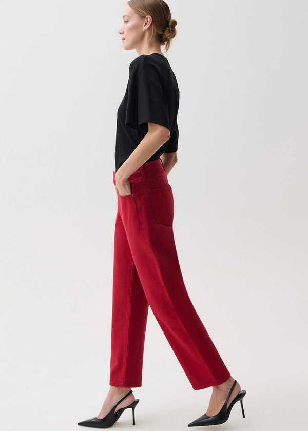 PISTOLA LEXI MID RISE BOWED STRAIGHT - SAVVY RED