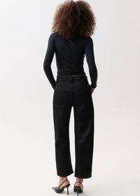 PISTOLA BEAU SEAMED CRESCENT LEG - BLACK SATIN