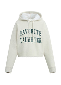 FAVORITE DAUGHTER THE CROPPED COLLEGIATE HOODIE - HEATHER OAT FOREST