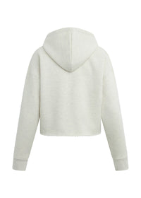 FAVORITE DAUGHTER THE CROPPED COLLEGIATE HOODIE - HEATHER OAT FOREST